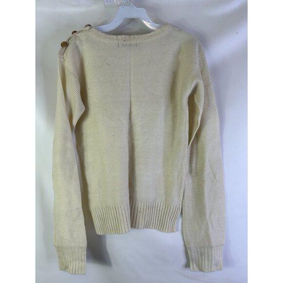 Vintage 70s Floral Stitched Waffle Thermal Knit Sweater Cottage - Picture 7 of 7